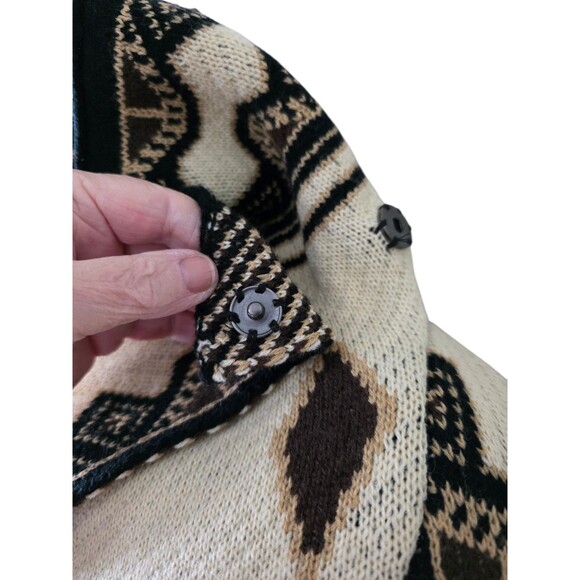 NWT II Sisters black cream gold yellow wrap front long cardigan sweater size S/M - Picture 13 of 16